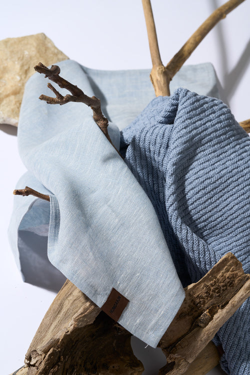 HUMDAKIN Beach Knitted Kitchen Towel Organic textiles 035 Ocean