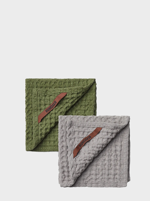 HUMDAKIN Waffle Dishcloth - 2 pack Organic textiles 107 Stone - Fern