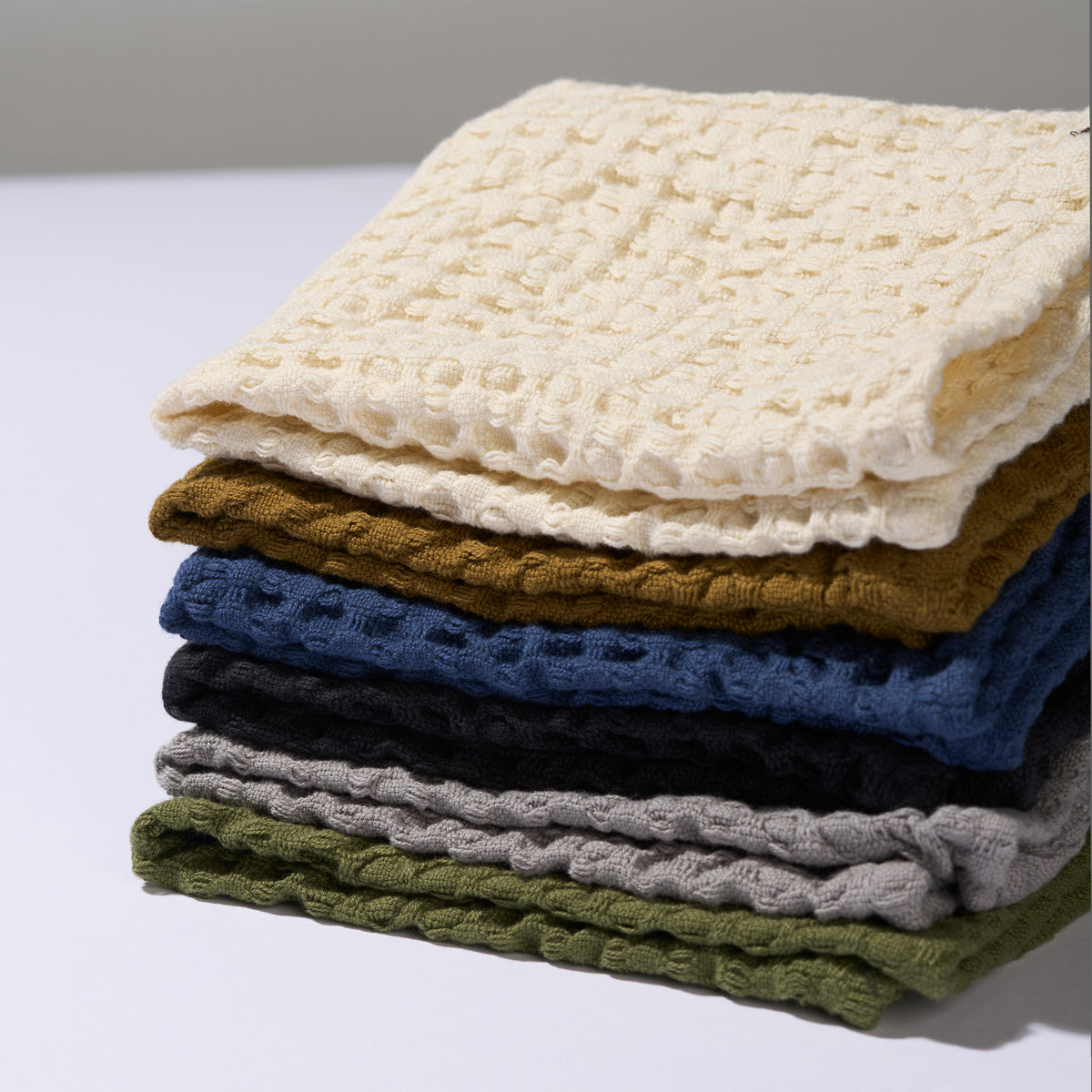 HUMDAKIN Waffle Dishcloth - 2 pack Organic Textiles 105 Coal - Sea Blue