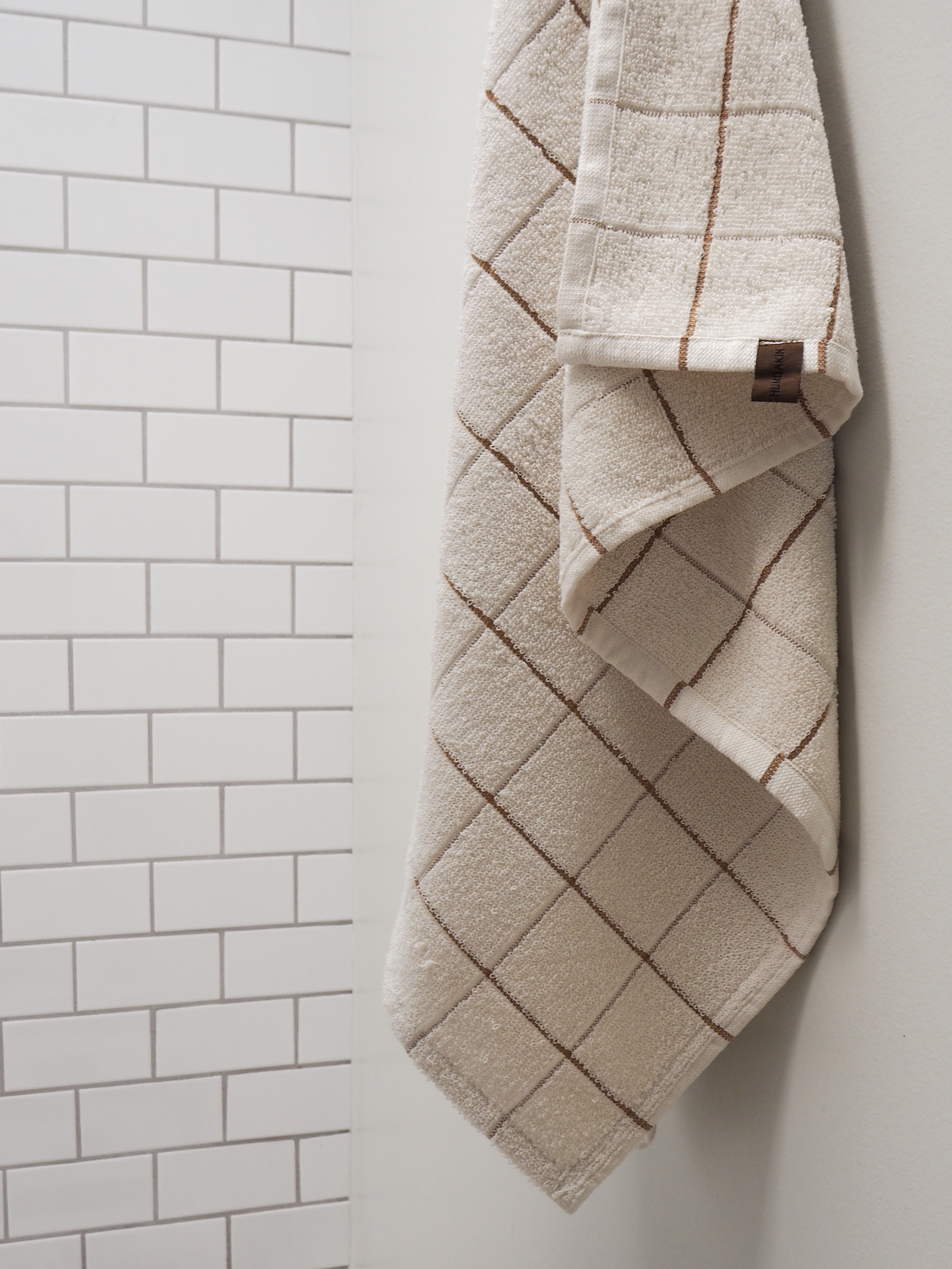 HUMDAKIN Check Terry Bath Towel Organic Textiles 101 Brown Sugar