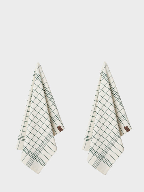 HUMDAKIN Organic Tea Towels - 2 pack Organic textiles 213 Green Stripe