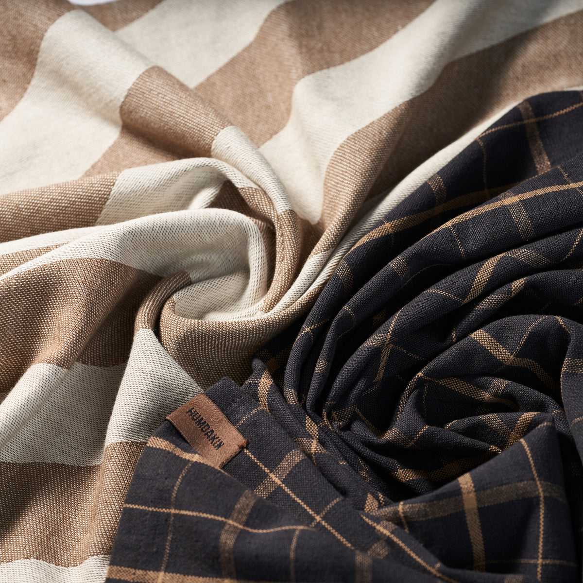 HUMDAKIN Recycled Cotton Tea Towel - 2 pack Organic Textiles 204 Brown Plaid