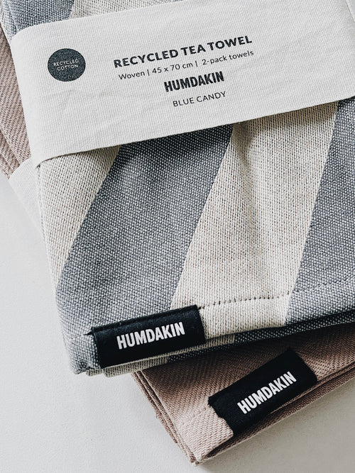 HUMDAKIN Recycled Cotton Tea Towel - 2 pack Organic Textiles 225 Blue Candy