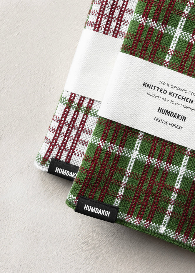 HUMDAKIN Torchon de cuisine tricoté Organic textiles 245 Festive Forest